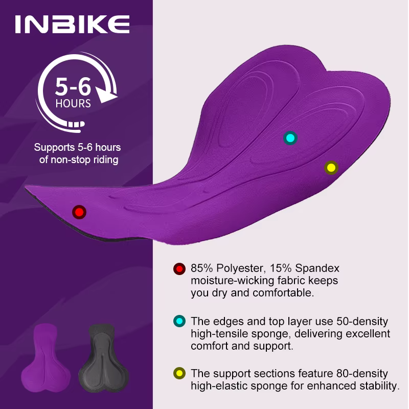 INBIKE Printemps Pantalon à bretelles de vélo pour femme Taille haute