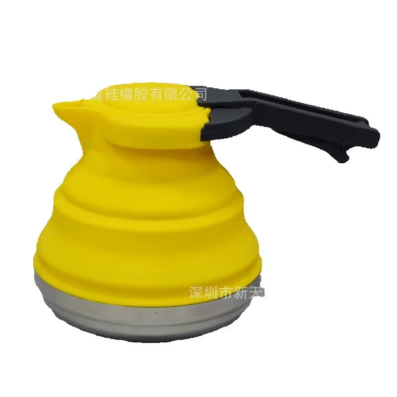 Bouilloire portative extérieure en Silicone, bouilloire pliable en Silicone, fond en acier de 1,2 l