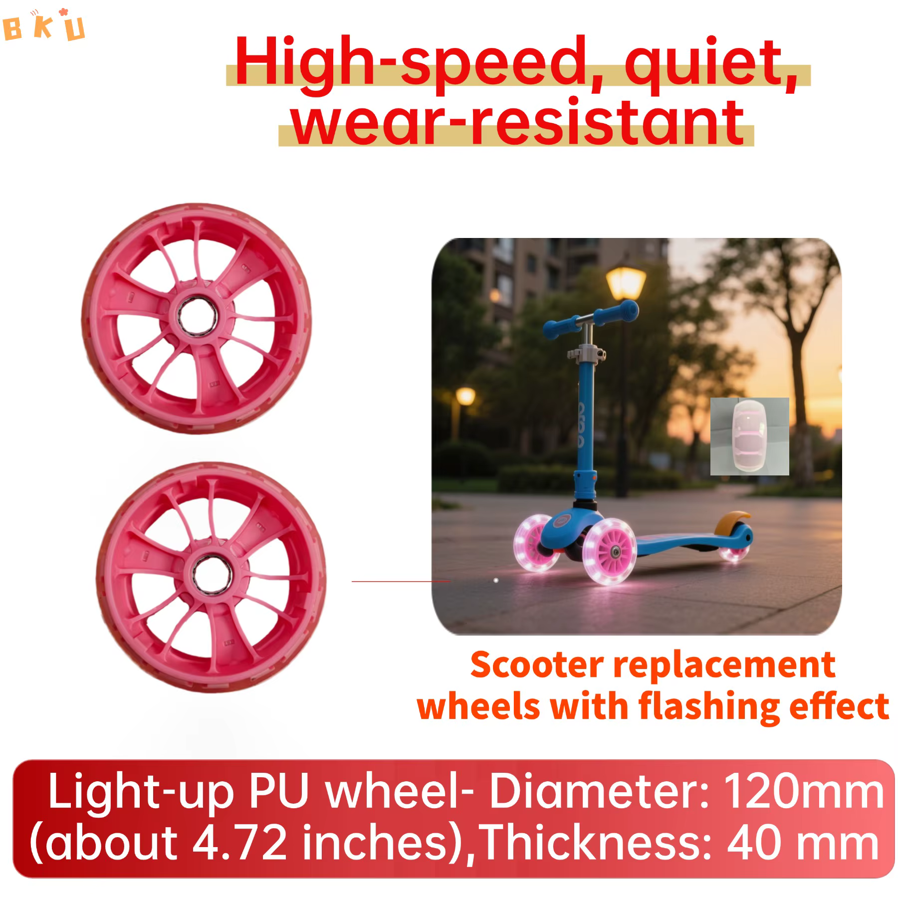 2 roues LED lumineuses en PU
