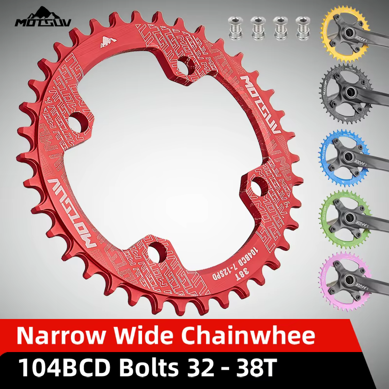 MOTSUV 104BCD vélo forme ronde roue à chaîne large étroite 32T/34T/36T/38T vtt plateau en alliage d'aluminium
