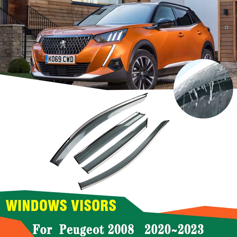 Déflecteurs de voiture pour Peugeot 2008, accessoires 2022, 2021, 2020, 2023, P24, 4X, auvent à sourcils, soleil, pluie, fumée, accessoires