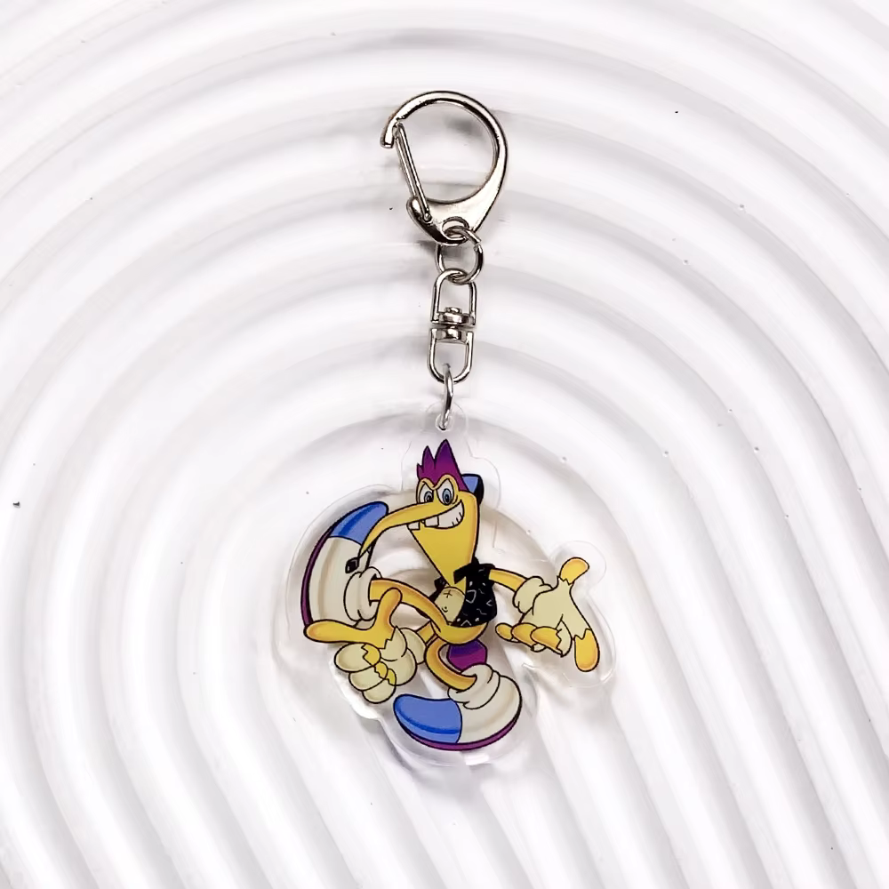 6 porte-clés de voiture en acrylique avec des amis souriants de dessins animés, accessoires amusants pour sacs, pendentifs créatifs pour sac à dos, porte-clés, cadeaux pour amis