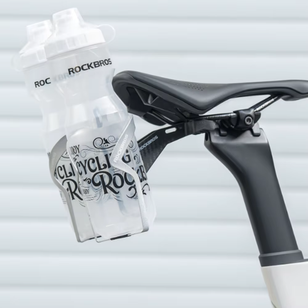 ROCKBROS – porte-bouteille d'eau de vélo en Fiber de carbone, adaptateur de cyclisme, selle, Double tasse, support d'extension, siège
