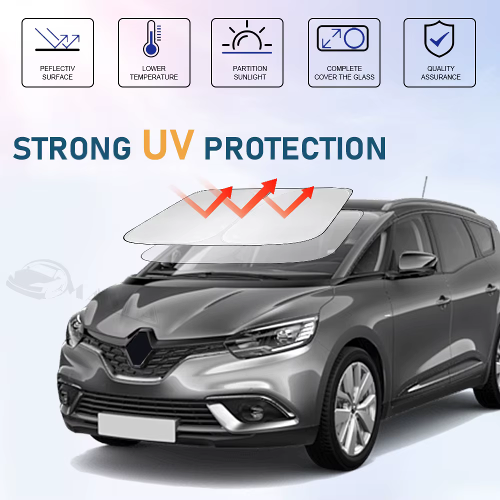 Pare-soleil de pare-brise pliable pour Renault Scenic Grand Scenic 2013-2023, couverture de voiture, blocs de protection contre les rayons UV