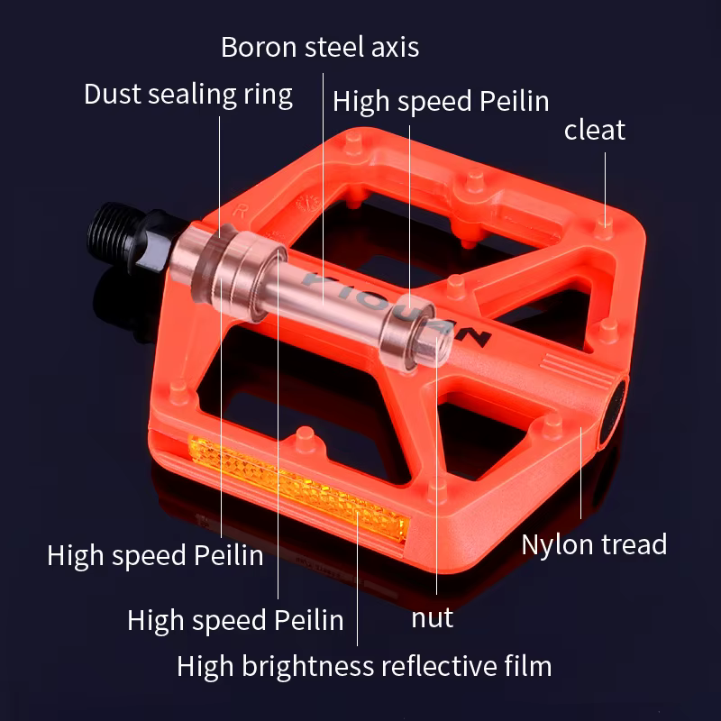 Pédales de vélo plates antidérapantes 9/16' avec roulement en nylon