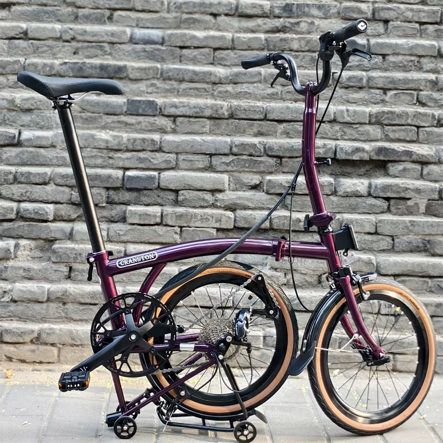 CRANSTON R9 violet 16 pouces 9 vitesses c-brake Portable 4130 CRMO Tri Fold cadre 349 roue rétro vélo pliant M /S guidon