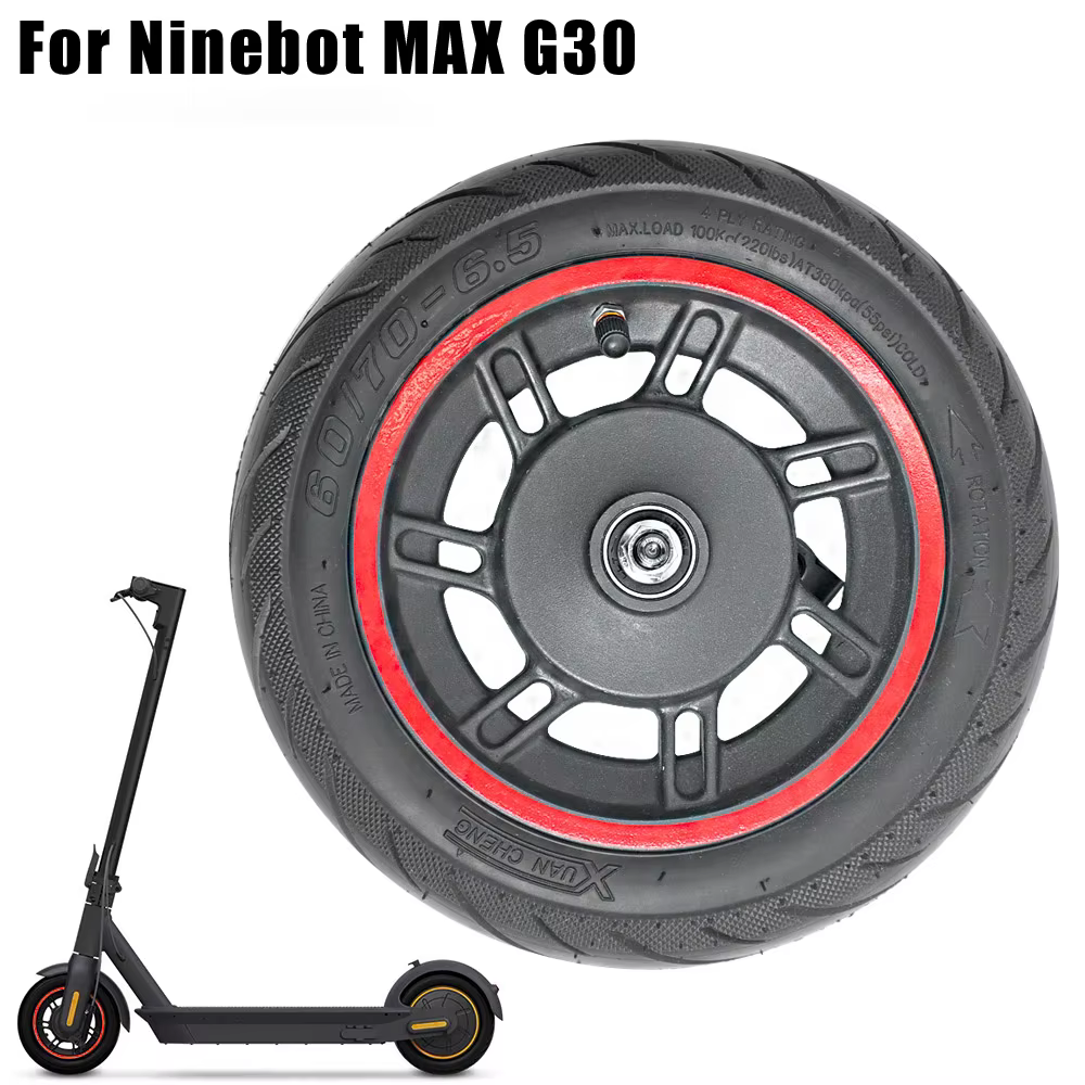 Roue avant de trottinette électrique de 10 pouces avec pneu tubeless sous vide 60/70-6.5 55 pour Segway Ninebot Max G30