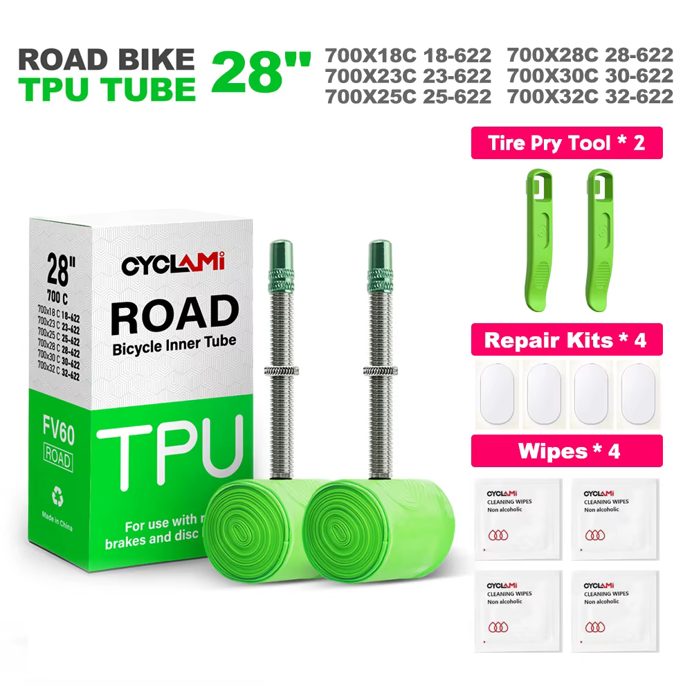 CYCLAMI Chambre à Air Ultralégère en TPU pour Vélo de Route 700C 700x18 23 25 28 30 32