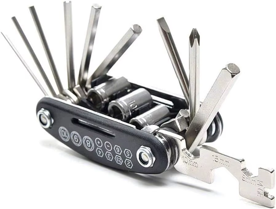 Outil multifonctionnel 16 en 1 - Kit d'outils de vélo - Kit de réparation