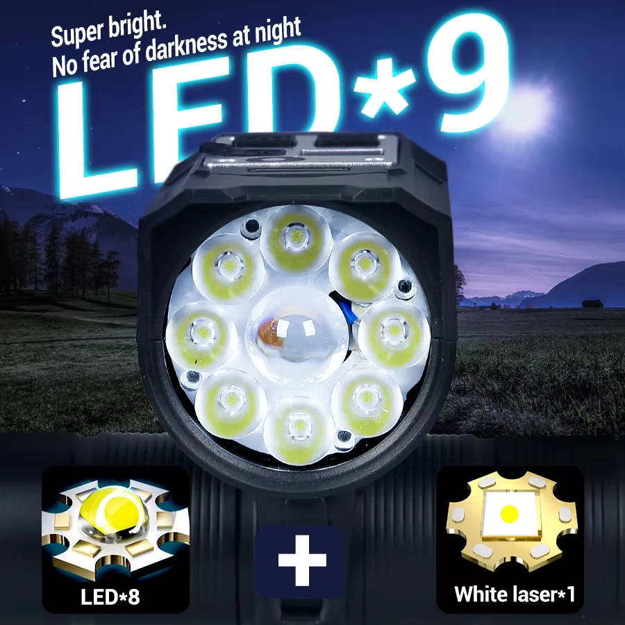 KDULIT 9 LED phare de vélo USB Rechargeable lampe