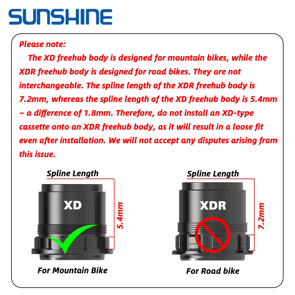 SUNSHINE XD Structure vélo Cassette 12 vitesses 9T-50T noir VTT roue libre 12V pour Sram XD