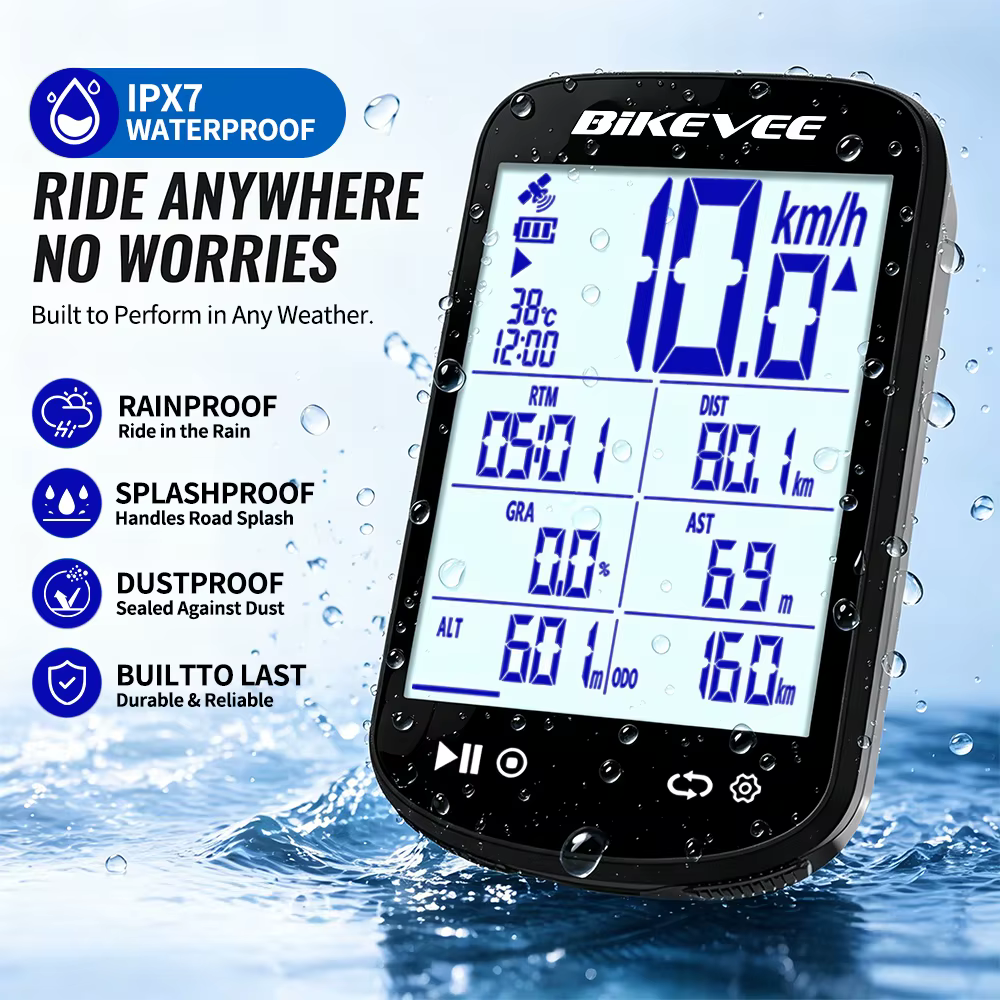 Ordinateur de vélo intelligent multifonctionnel sans fil Bluetooth GPS avec écran LCD grand format de 2