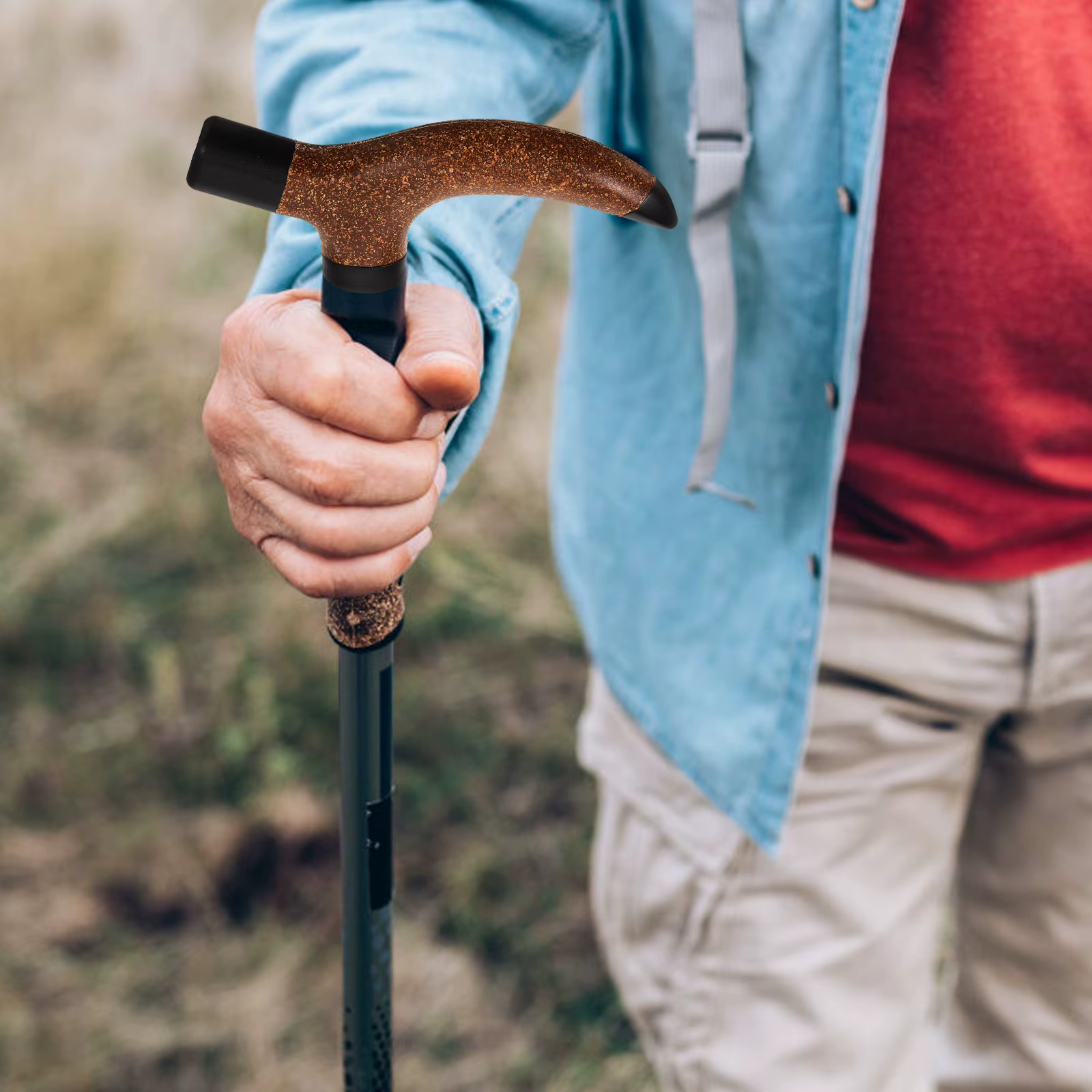Poignée de canne à trekking en bois