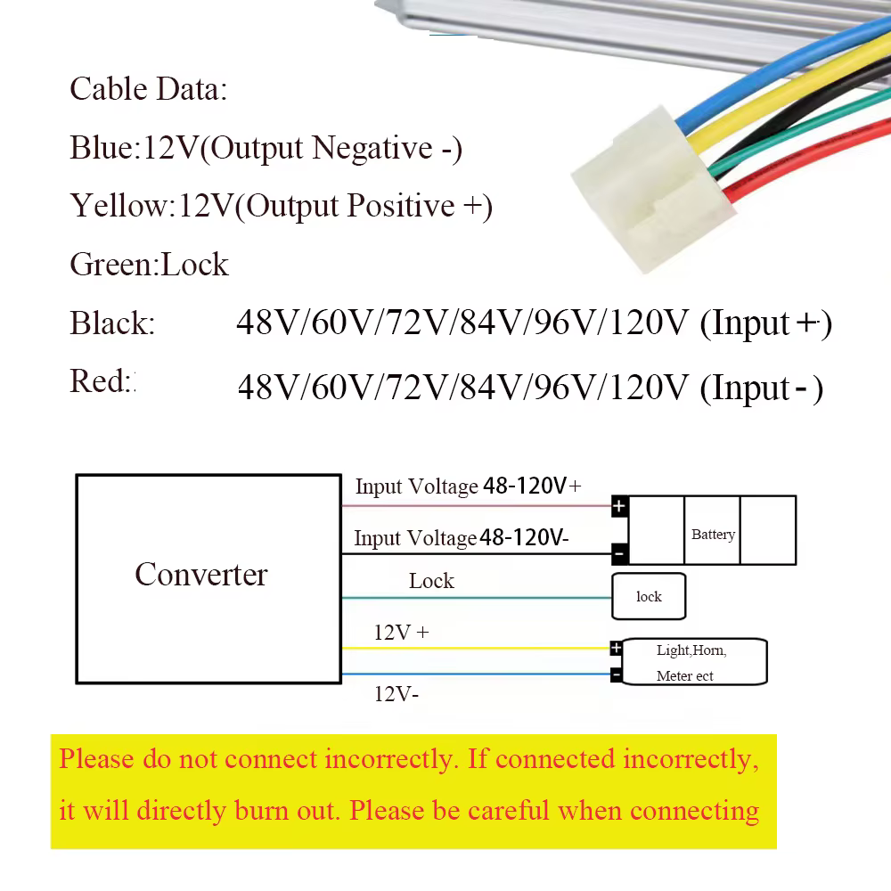 EBike DC 48V 60V 72V 84V 96V 120V à 12V 30A 400W convertisseurs électrique Buck convertisseur Module tension
