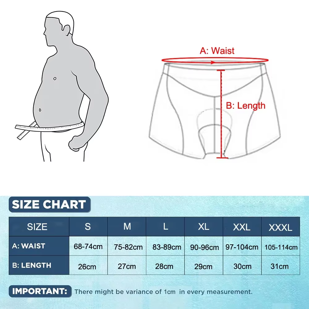 1 pièces sous-vêtements de cyclisme de sport pour hommes