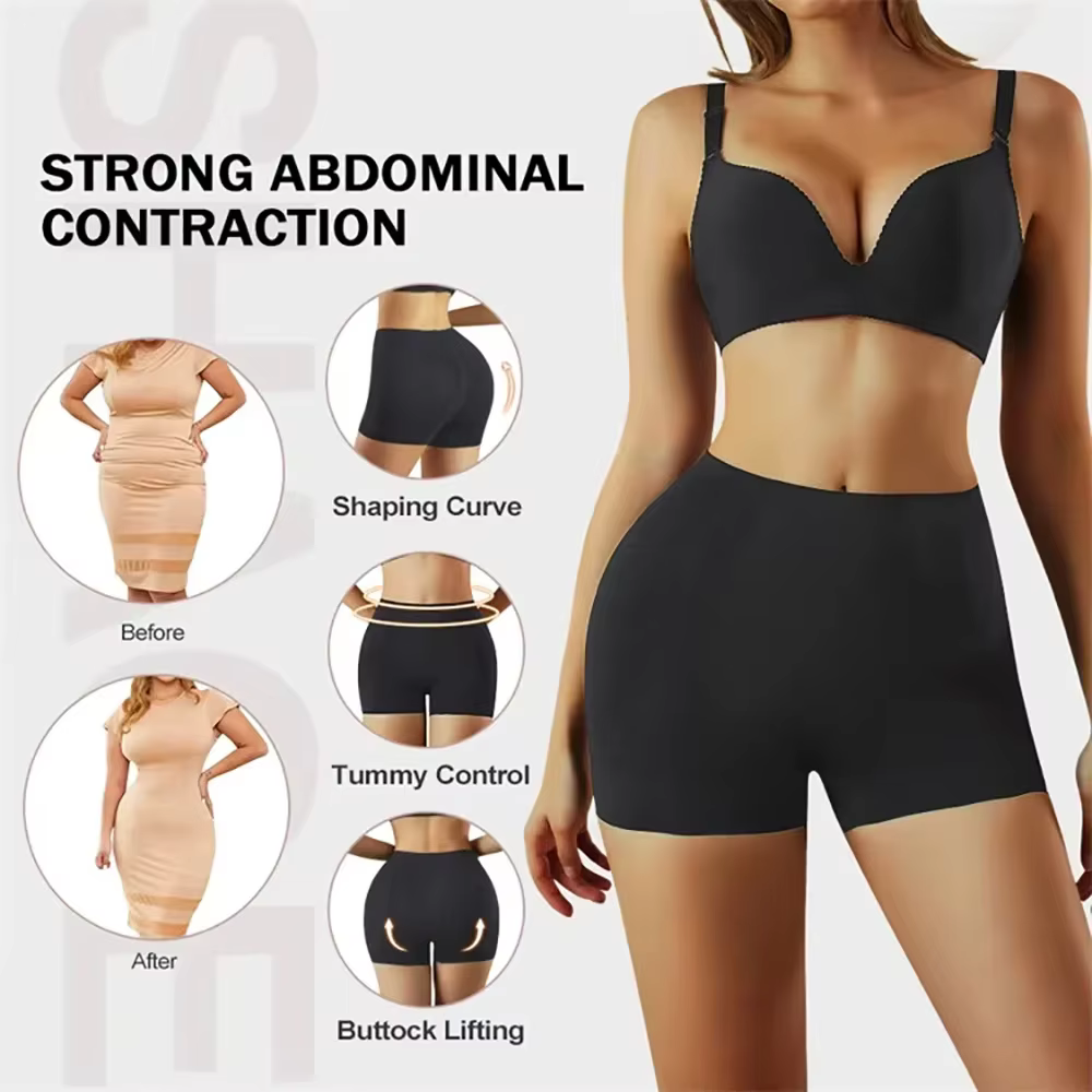 Culottes rembourrées pour femmes, effet push-up fessier, type boyshort, avec rembourrage pour les creux des hanches, gaine sculptante amincissante ventre, sans couture, rehausseur de hanches