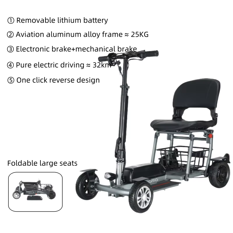 300W 36V 4 roues Scooters de mobilité pour handicapés pliable léger tout-Terrain gamme 32km Scooter électrique batterie amovible