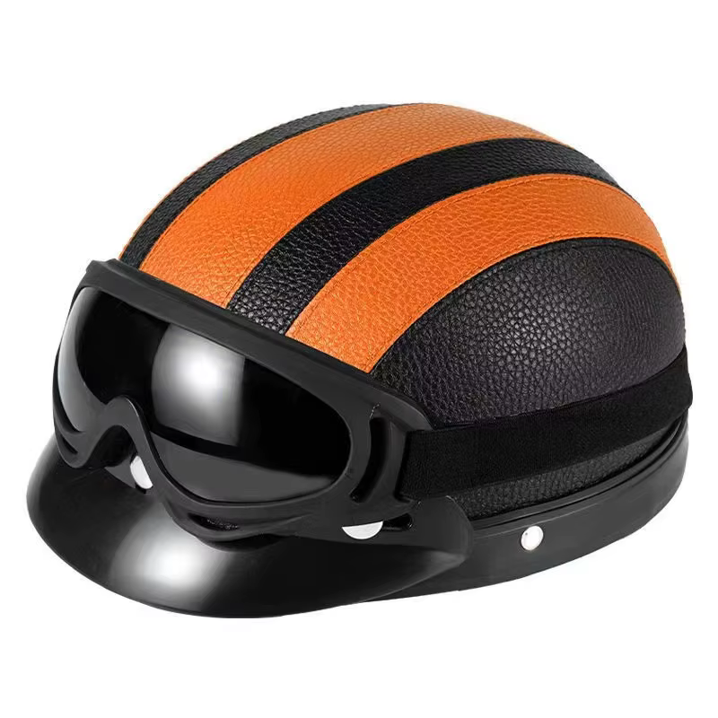 Casque vintage en cuir Harley pour homme et femme