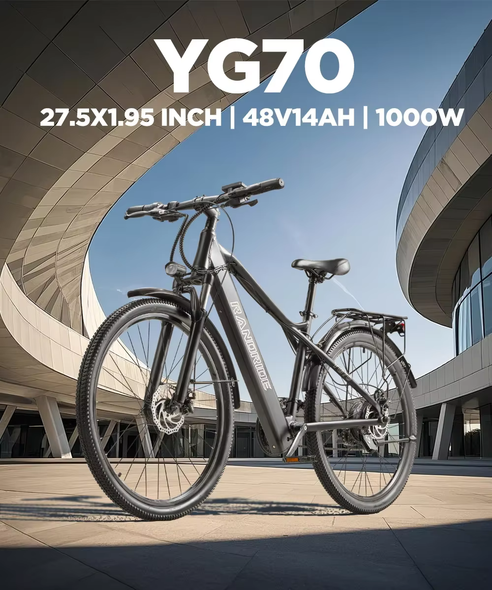 Ebike 2025 RANDRIDE YG70 1000W moteur 48V 14Ah batterie 27.5*2.1 pouces pneu 27.5