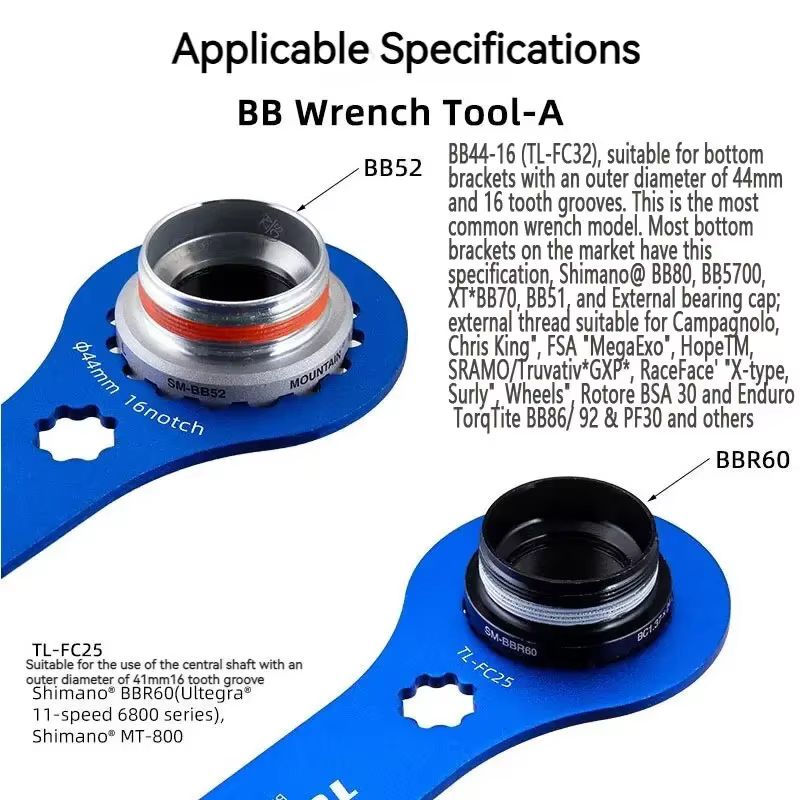 Clé de montage de boîtier de pédalier de vélo DUB BB 44/46mm 16/24 encoches