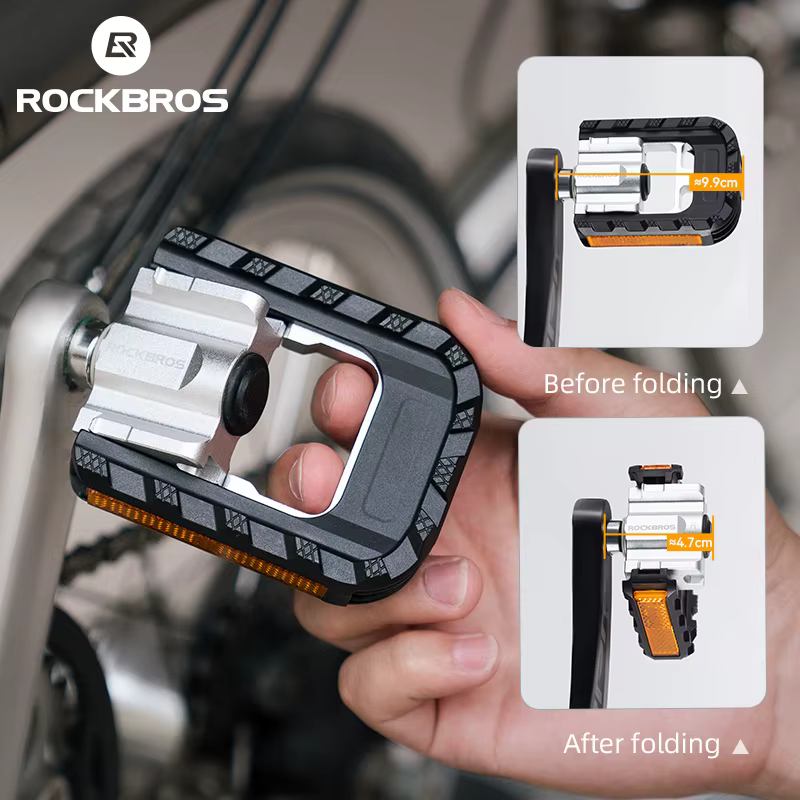 ROCKBROS pédales de vélo pliable vtt pédale aluminium anti-dérapant