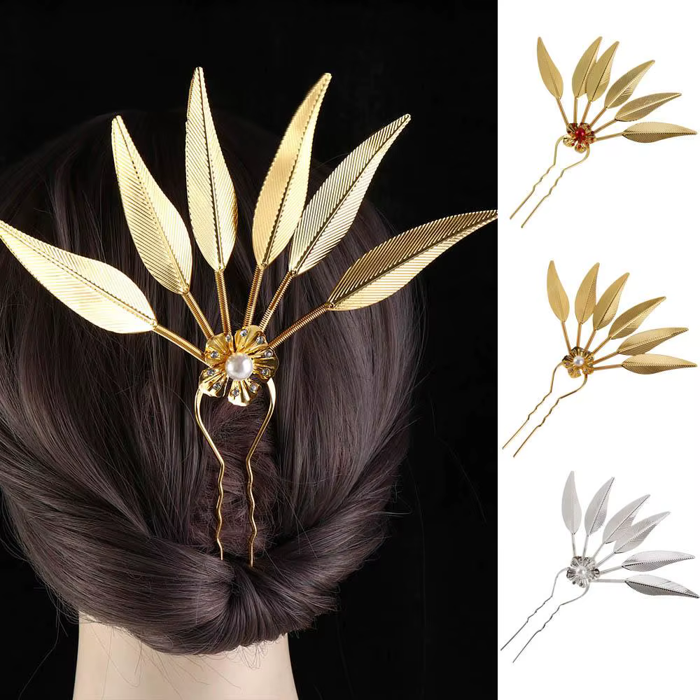 Accessoires pour cheveux feuille fleur fille accessoires pour cheveux bâtons de cheveux en métal coiffure thaïlandaise Style ancien chapeaux épingle à cheveux en forme de U