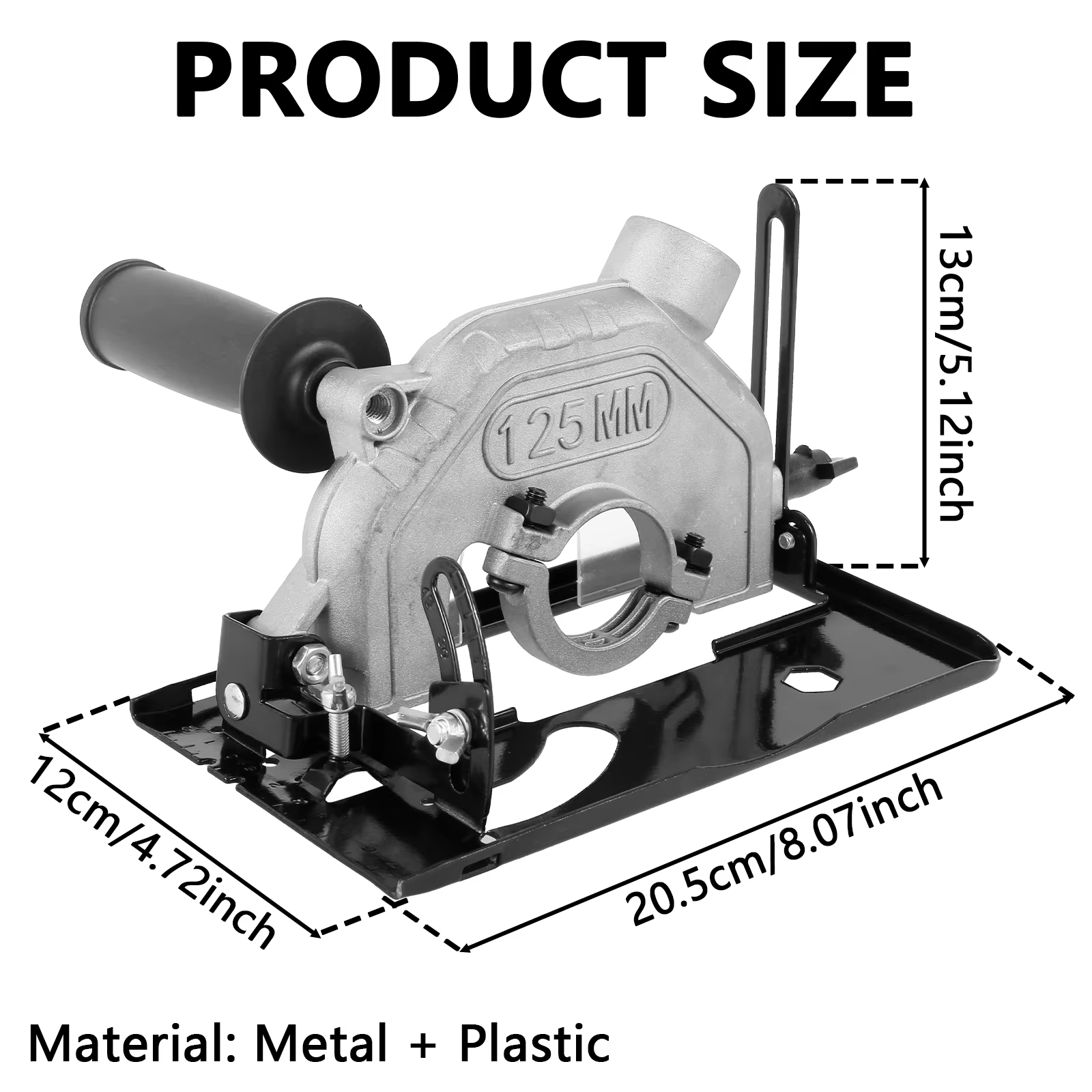 Support de fixation réglable pour meuleuse d'angle 125 mm avec base réglable et kit de protection anti-poussière et sac de collecte pour outils à bois