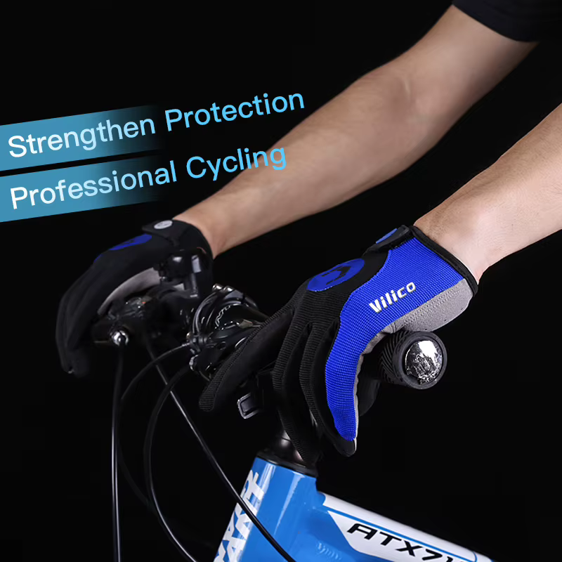 Gants de vélo VILICO à doigts entiers, respirants, antidérapants, rembourrés en SBR, antichocs, pour le VTT/le cyclisme sur route