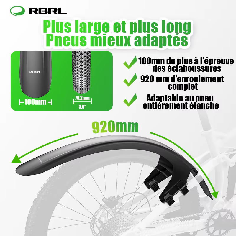 RBRL garde-boue de vélo élargi étendu Compatible avec 3 "largeur de pneu 26-29