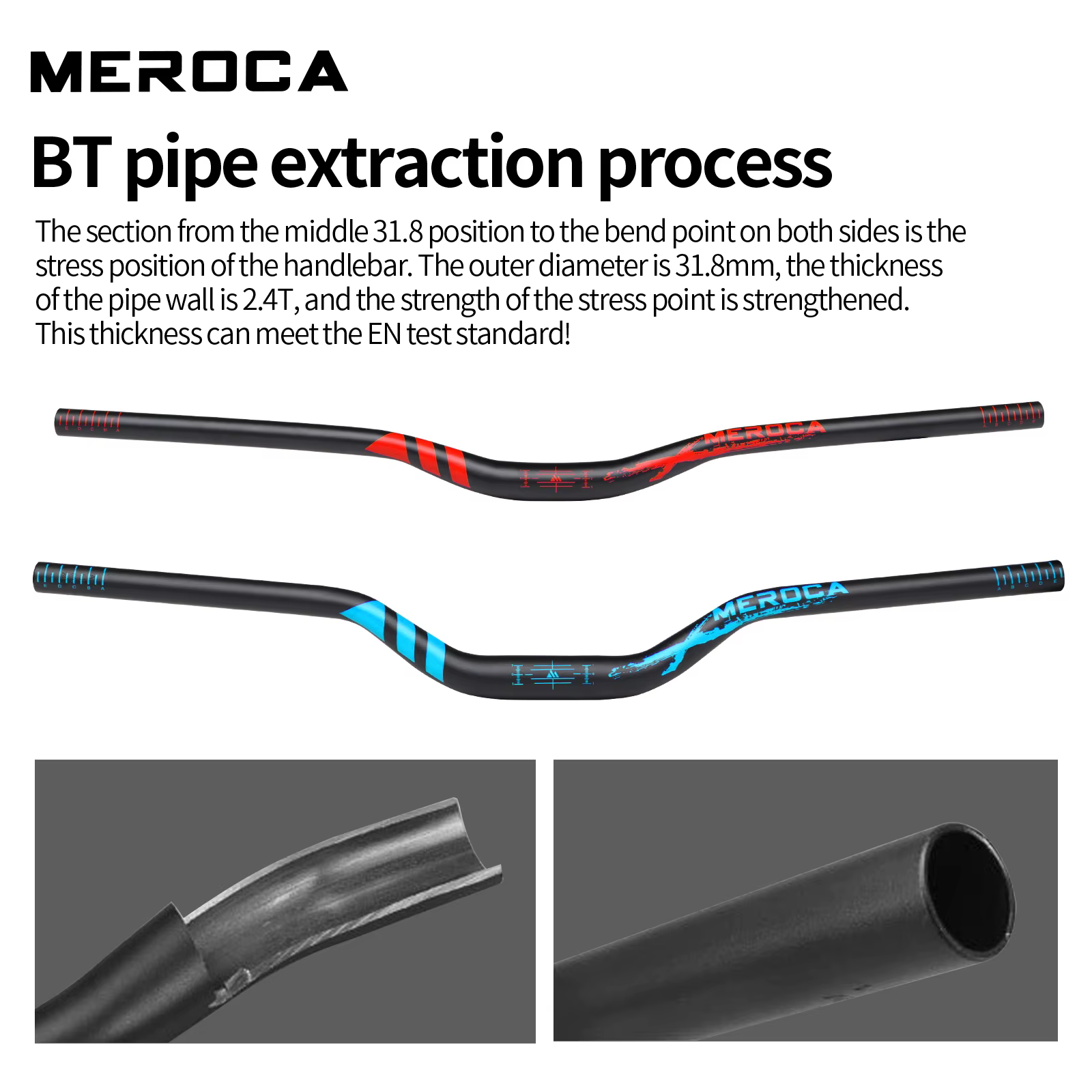 MEROCA guidon de vélo 31.8mm hauteur 30mm/55mm longueur 720mm/780mm alliage d'aluminium haute résistance pour
