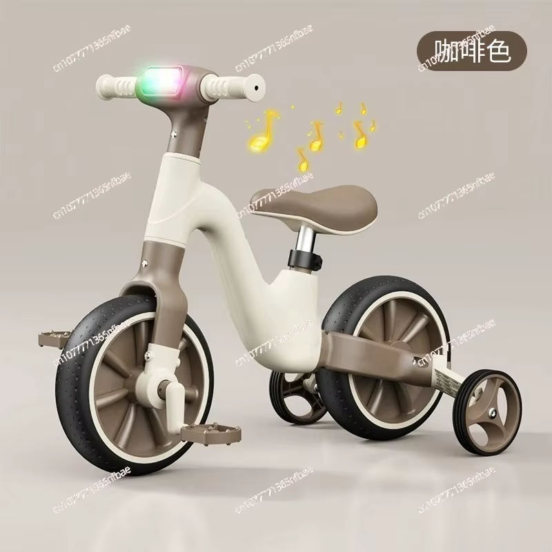 Tricycle multifonctionnel pour enfants, draisienne avec musique et lumière, trotteur bébé, vélo à pousser, vélo d'apprentissage à pédales pour enfants