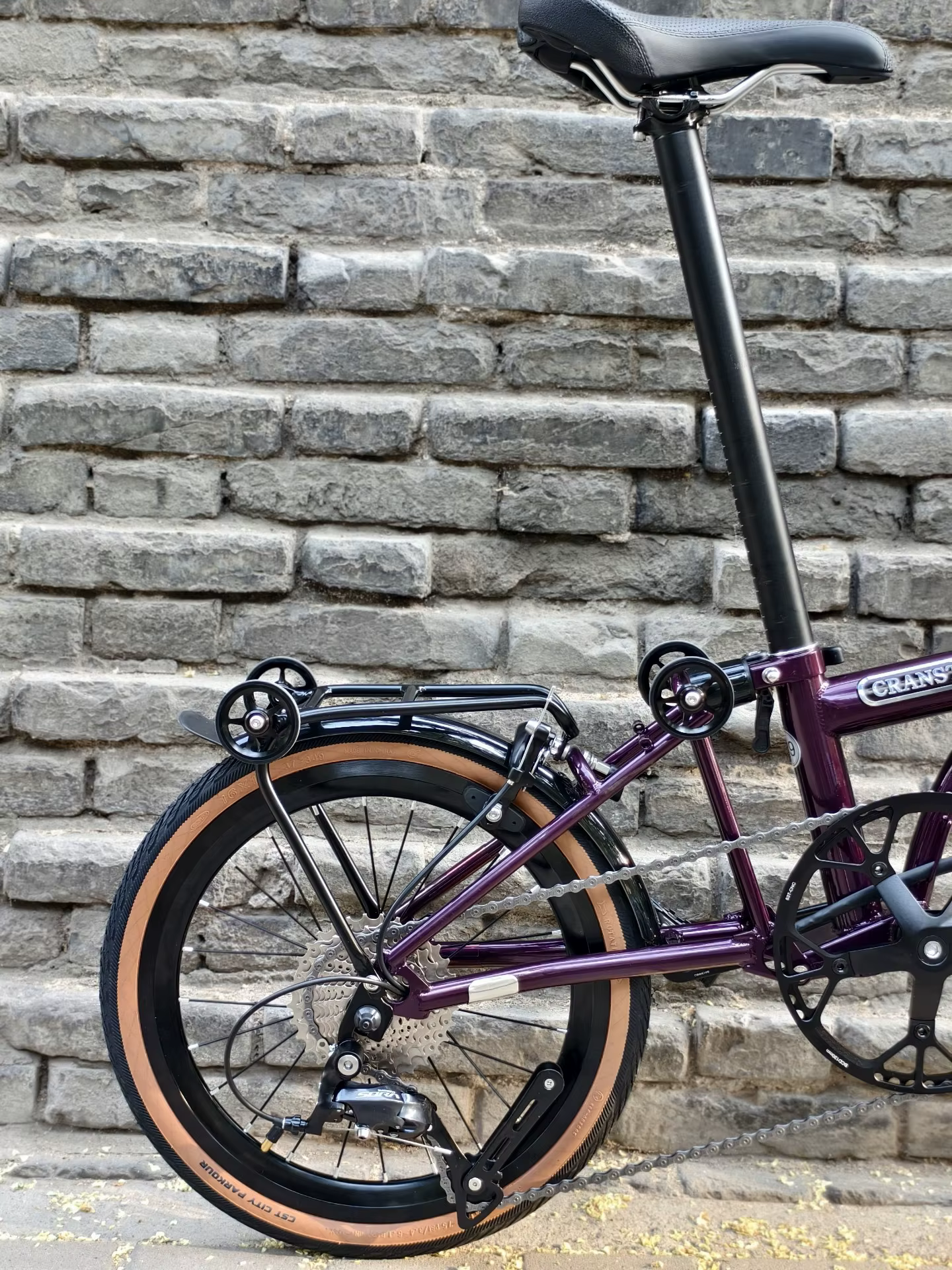 CRANSTON R9 violet 16 pouces 9 vitesses c-brake Portable 4130 CRMO Tri Fold cadre 349 roue rétro vélo pliant M /S guidon