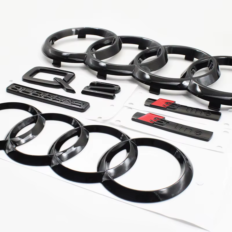 Emblème de capot avant, emblème de calandre, badge de coffre arrière, autocollant Sline, accessoires de décoration pour Audi Q2 2016-2018