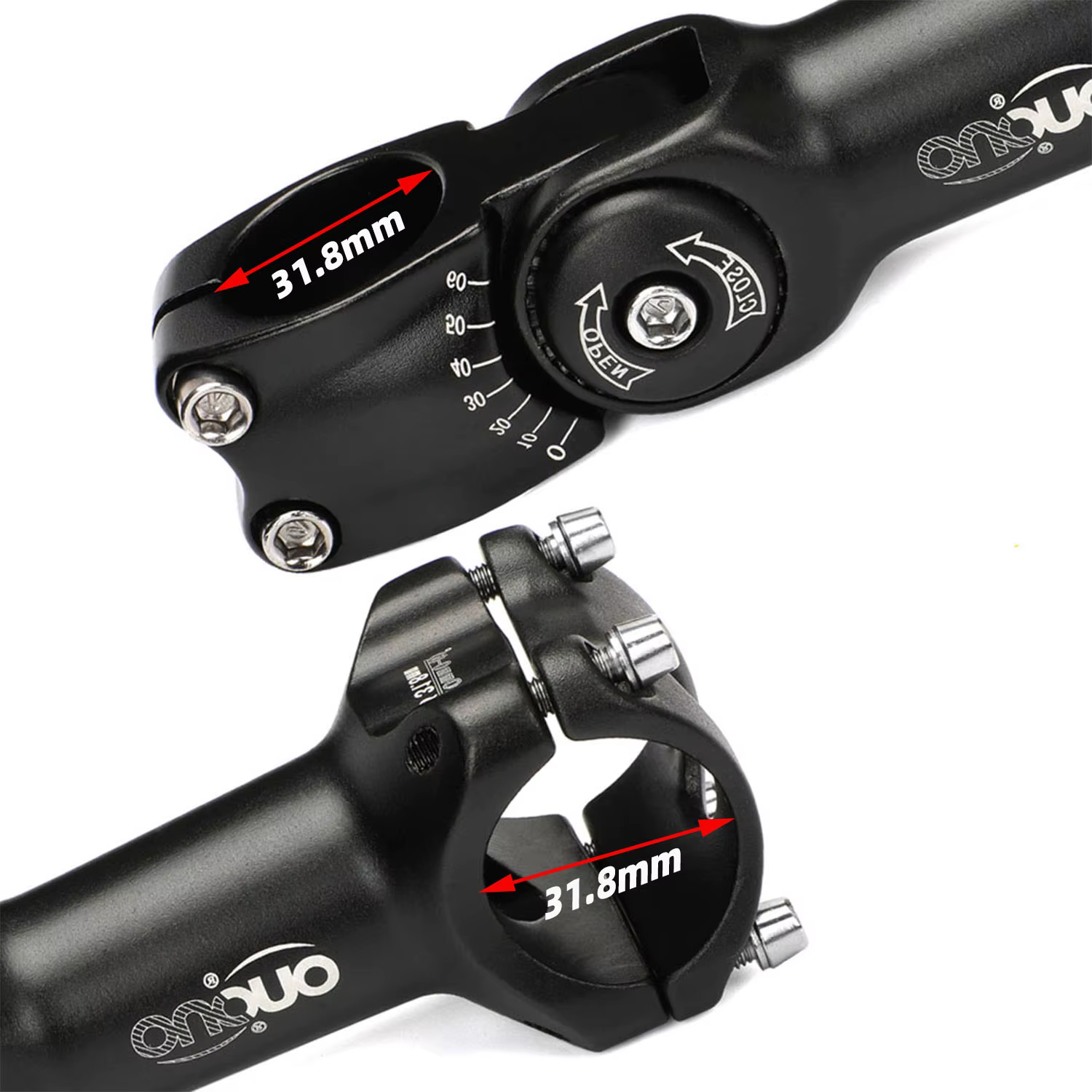 OUO tige de vélo réglable 31.8mm tige de guidon vtt Riser pour géant OD2 31.8mm tube de fourche 0-60 degrés vtt puissance vélo 90/110/120
