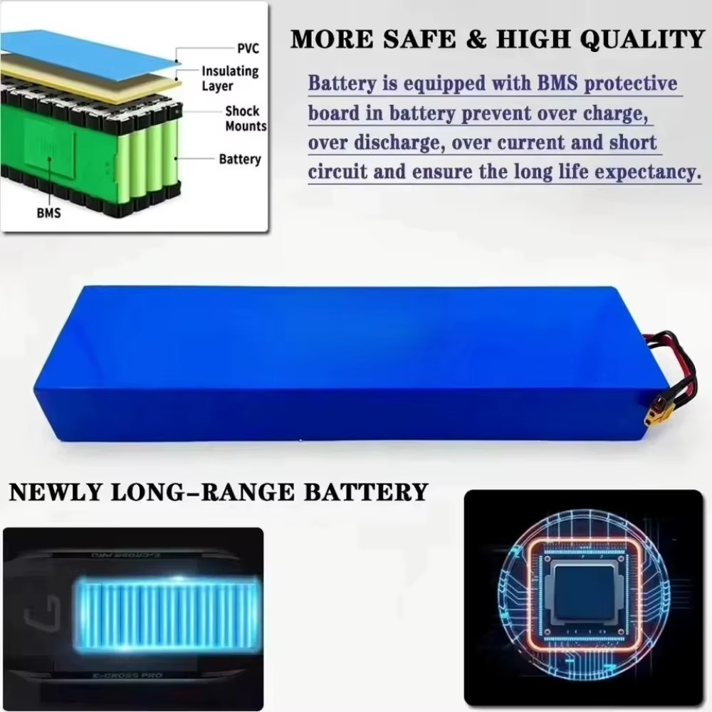 Batterie de remplacement Li-ion 48V 15Ah 15000mAh 13S4P 18650 avec BMS intégré pour scooter Kugoo M4 Pro MaxSpeed.