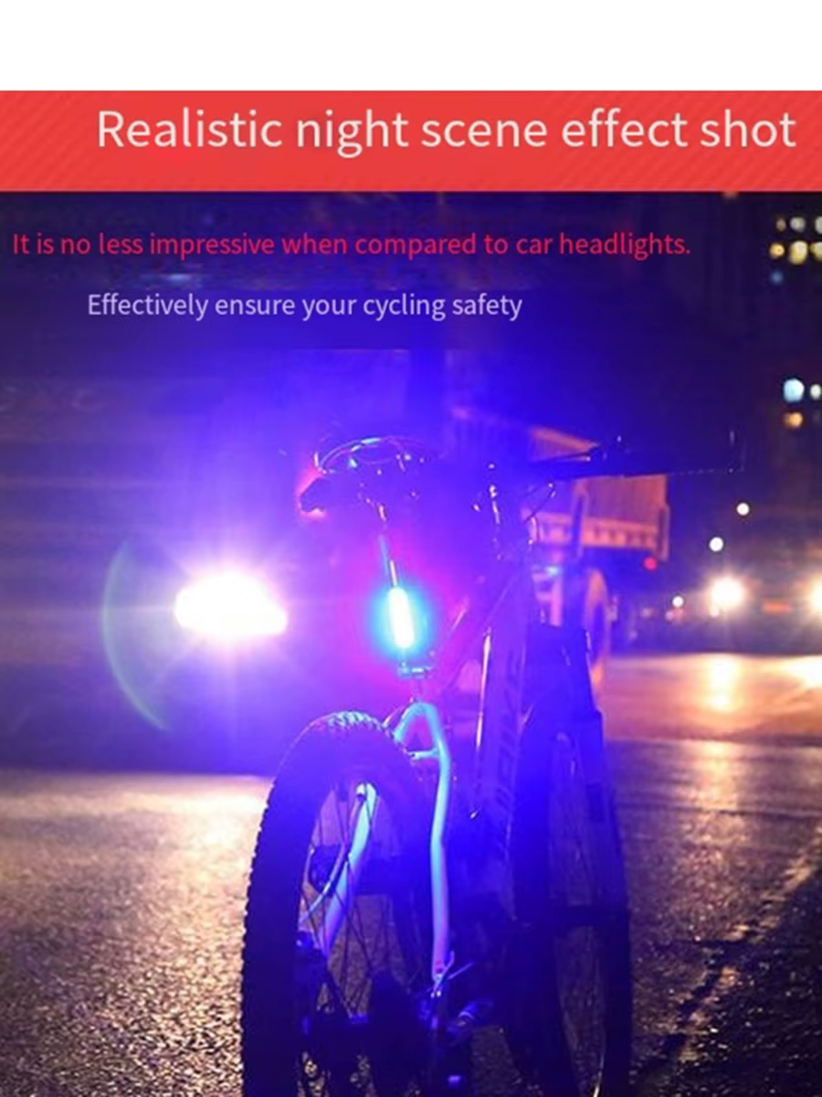 Feu arrière de vélo - Feu de vélo 5 modes rouge/bleu