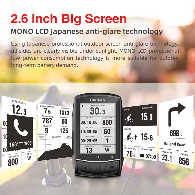 MEILAN M1 ordinateur de vélo GPS écran 2.6 pouces cyclisme compteur de vitesse sans fil Tracker odomètre route vtt