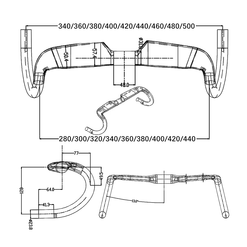 Guidon de vélo de gravier BALUGOE en carbone