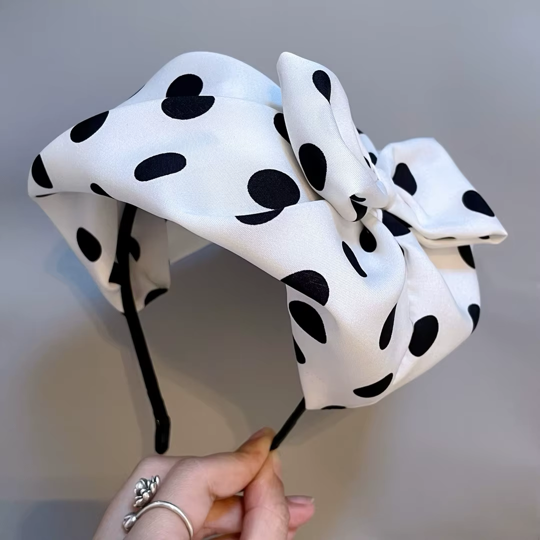 Pince à cheveux demi-bandeau français rétro, accessoires pour cheveux pour femmes, béret à pois, accessoire pour cheveux