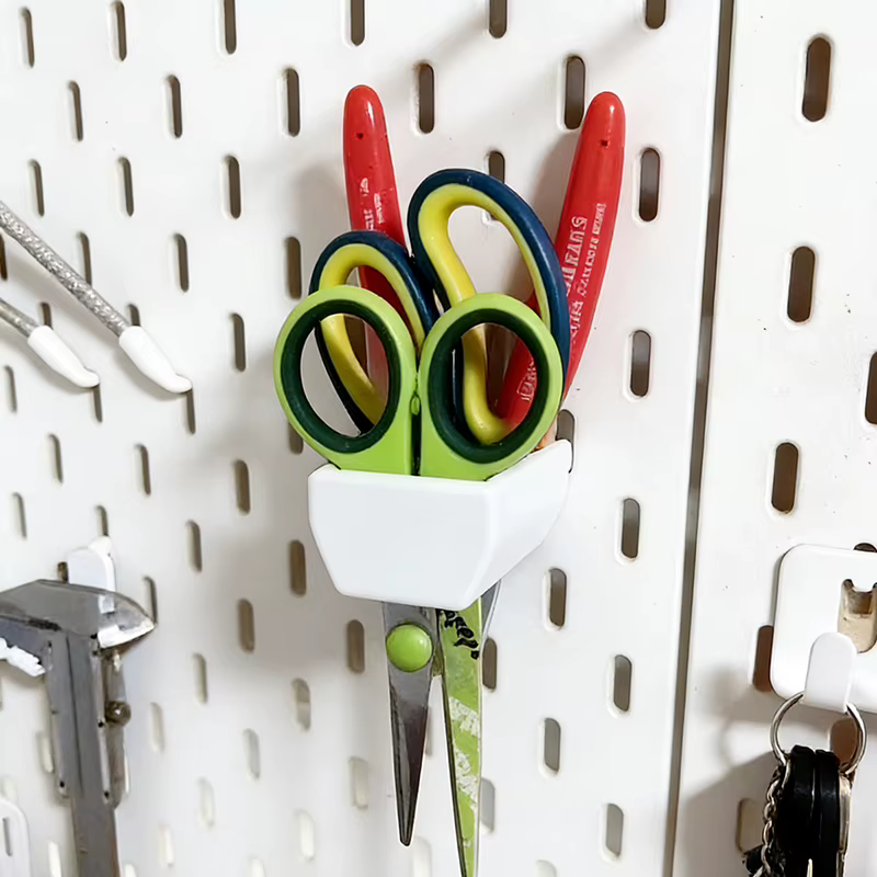 Support de rangement pour ciseaux et pinces à 3 compartiments, accessoires de rangement simples pour panneau perforé, idéal pour le garage, organisateur mural