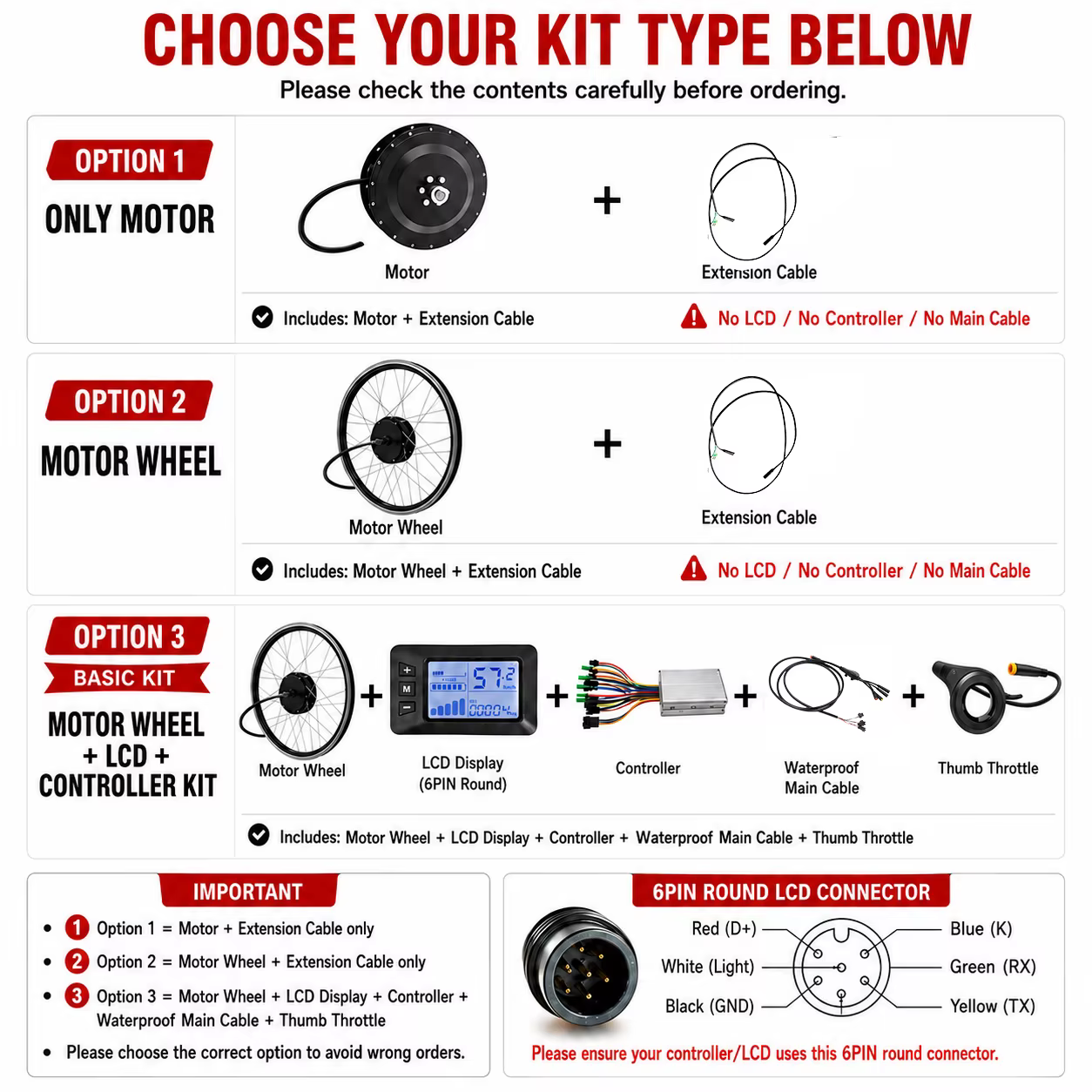 Roue de moteur électrique 36V 250W 350W 500W