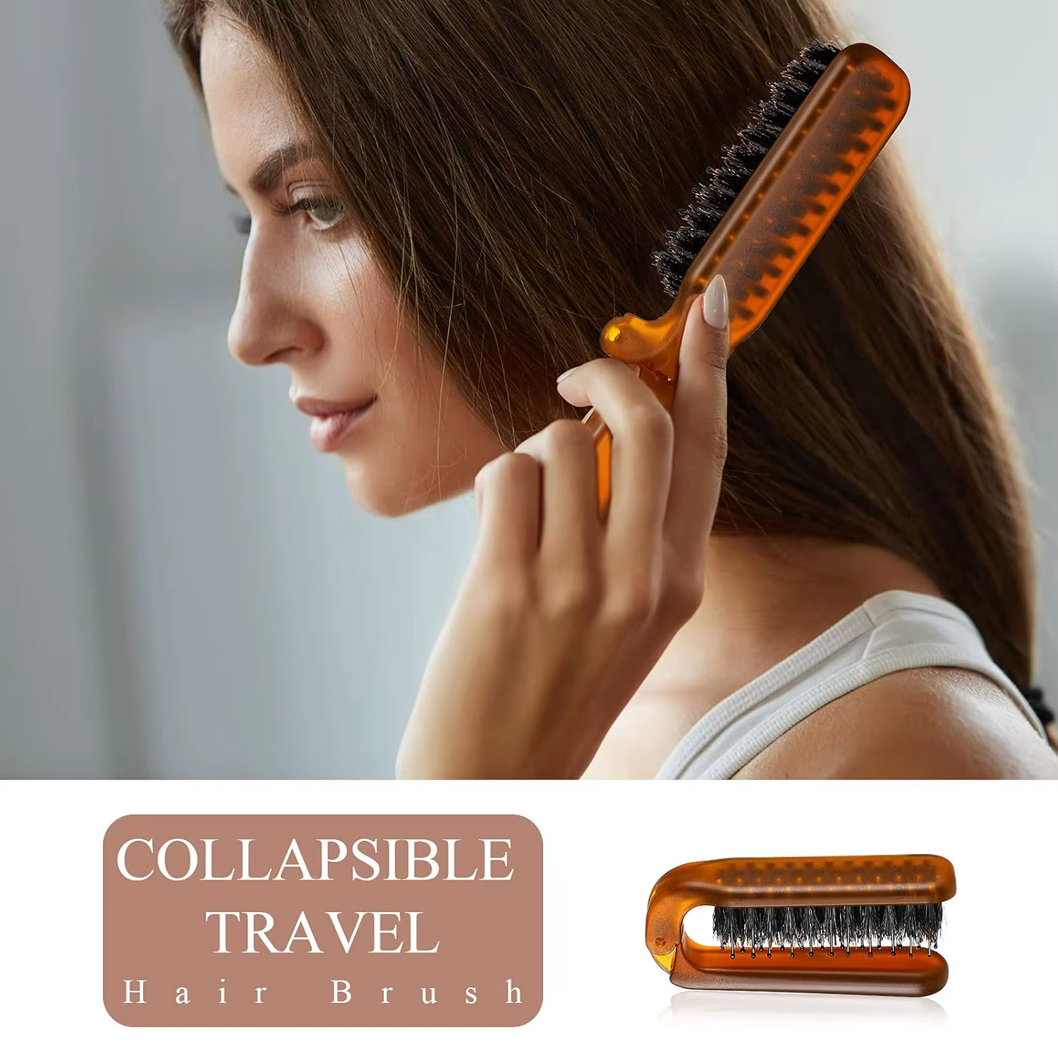 Brosse à cheveux pliante portable, mini peigne de voyage, poils de sanglier, cache les lacunes, lissage des cheveux, outils de coiffage