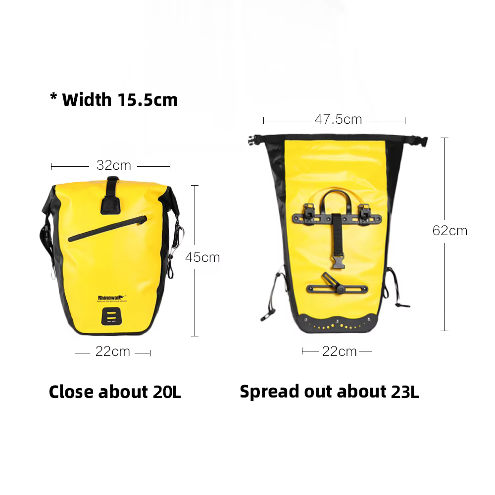 Rhinowalk sac de vélo étanche sacoche 20-23L grande capacité vtt sac de coffre de vélo support arrière de vélo sac arrière sac latéral de siège arrière