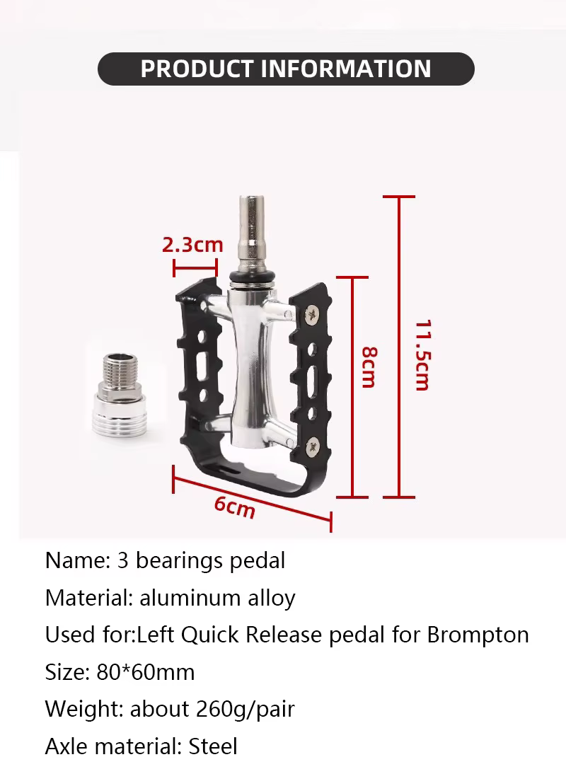 Aceoffix rétro gauche pédale à dégagement rapide pour vélo pliant brompton corps en alliage d'aluminium arbre en acier au chrome molybdène