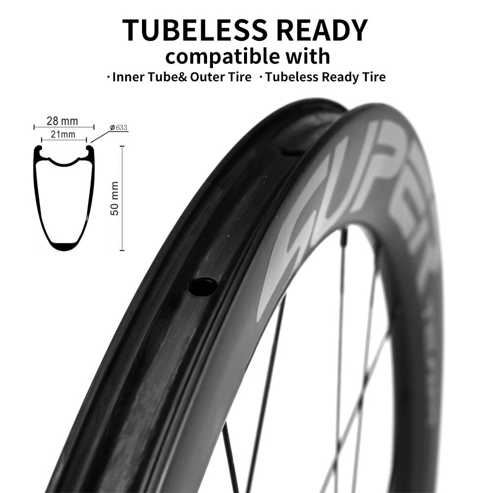 Jeu de roues de vélo de route SUPERTEAM en fibre de carbone 700C