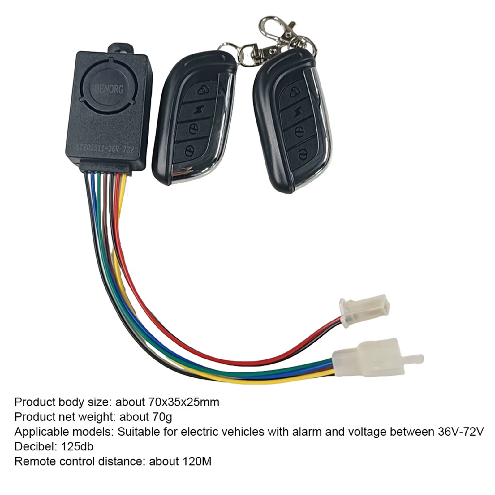Système d'alarme de vélo électrique 48V 60V 72V avec deux interrupteurs