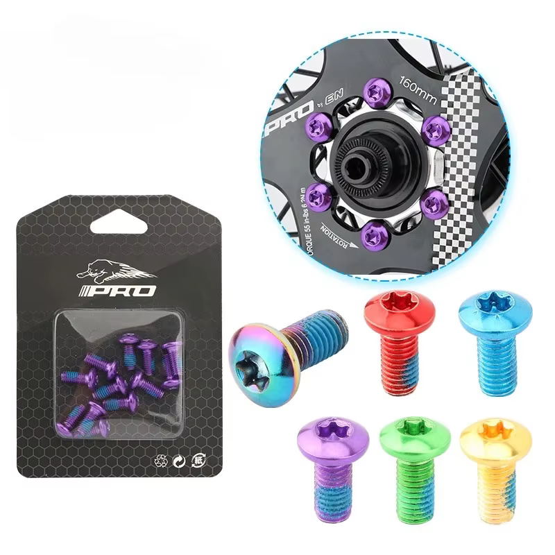 Rotor de frein à disque de vélo T25 rouge/bleu/vert/violet/or/vis plaquées en alliage d'acier pour vtt