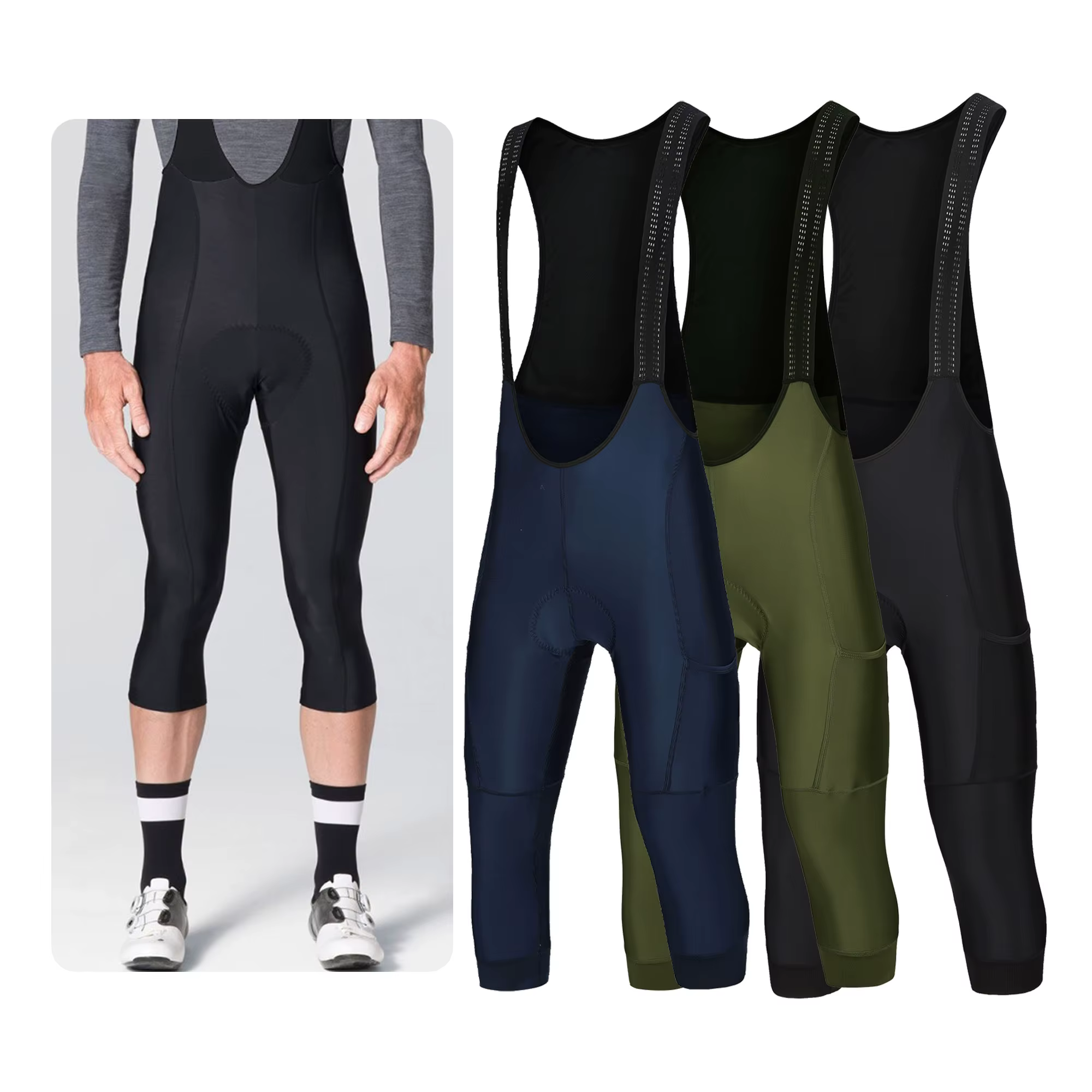 Pantalon de cyclisme 3/4 été Anti-UV haut de gamme Gel Pad vélo bavoir