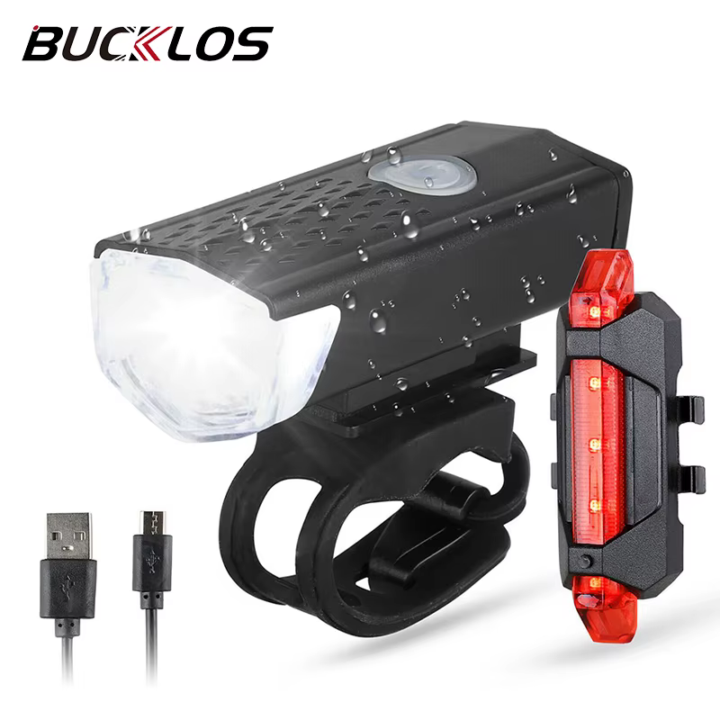 Ensemble de lumières de vélo LED feux avant et arrière USB Rechargeable phare de cyclisme lampe de poche