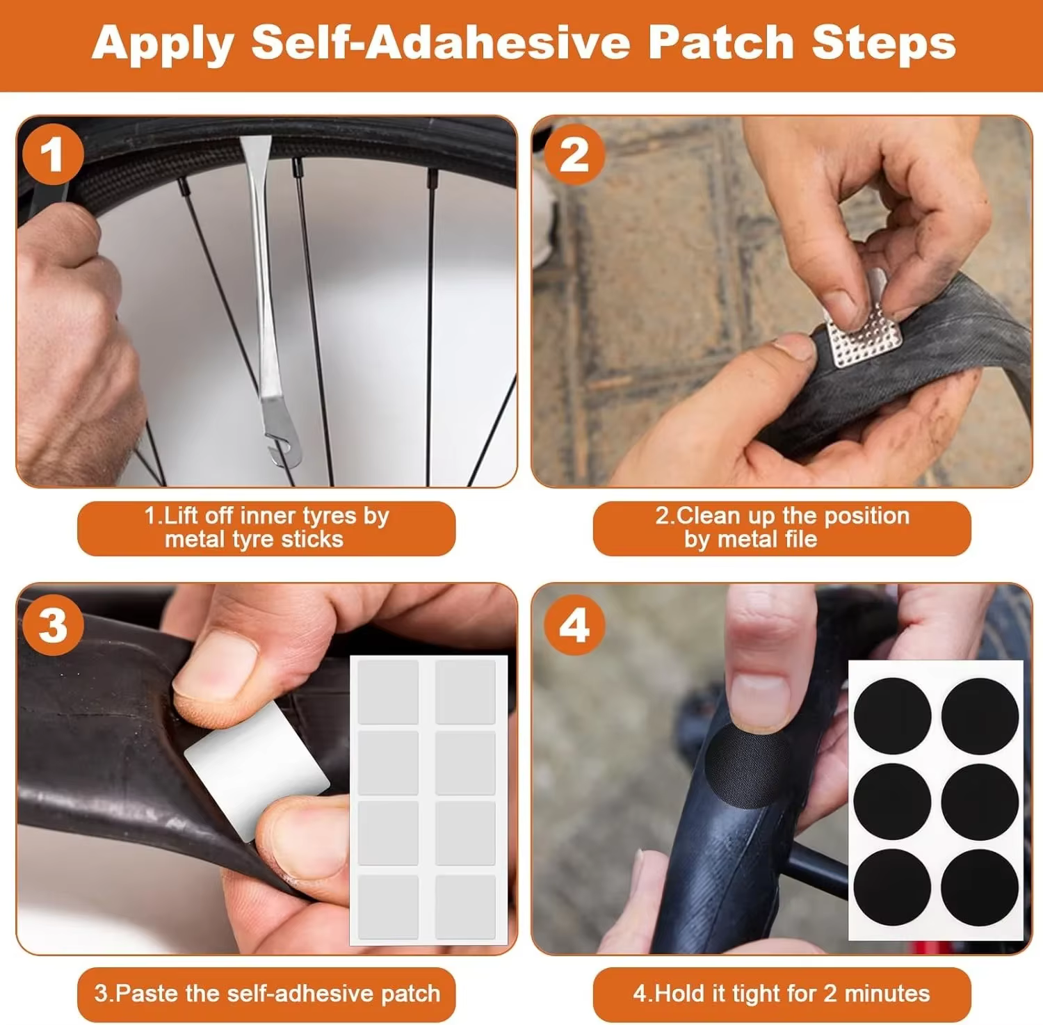 Kit universel de réparation de pneus-ensemble de patchs et de vulcanisation Pro pour vélo
